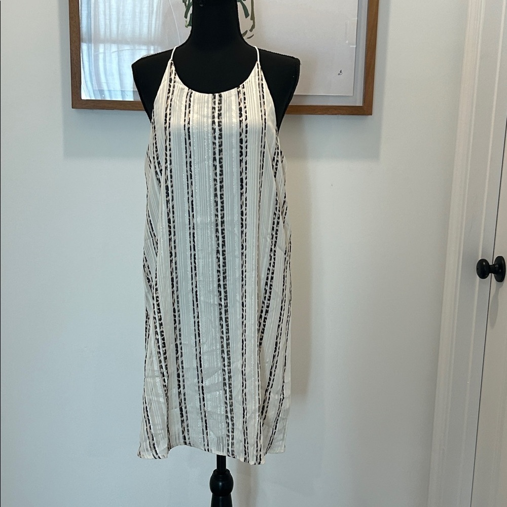 NET. She + Sky Dress with leopard print stripes Large